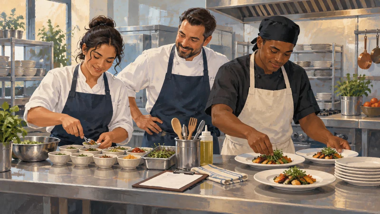 Aspire’s first food-service trainees serve a practice lunch